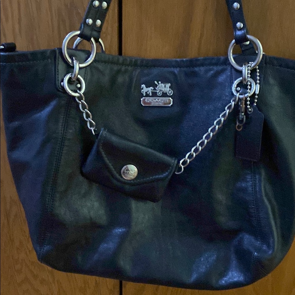 Coach Black Shoulder Bag with Chain Details
